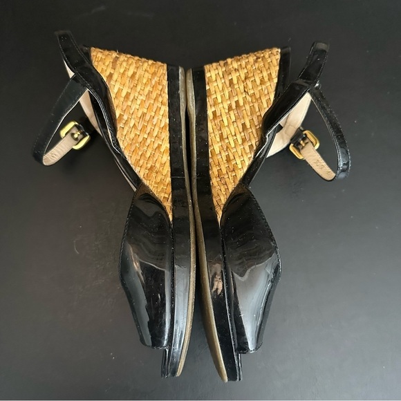 PRADA Womens Patent Leather Peep Toe Buckled Platform Sandals Black EU 40 Read - Picture 9 of 12